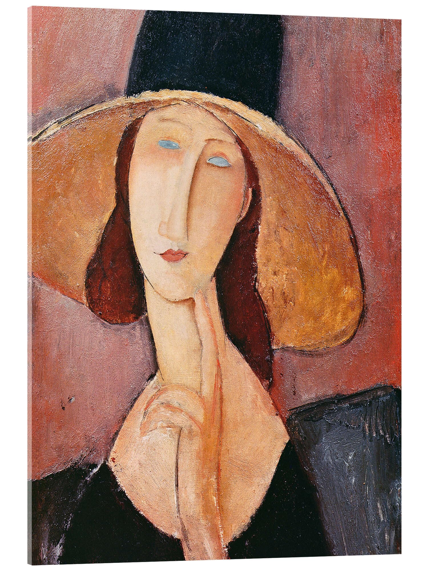 Posterlounge Jeanne Hebuterne mit einem großen Hut Acrylglasbild | 50 x 70 cm von Amedeo Modigliani Braun Wandbilder Wanddeko