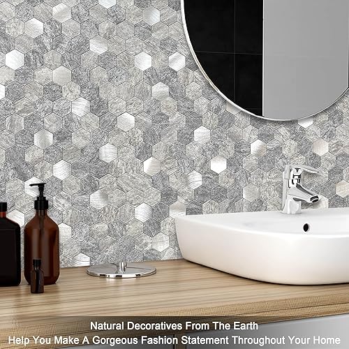 Miniatura 4 de BeNice Azulejos de loseta en muro para cocina, calcomanías de azulejos para despegar y pegar en azulejos de baño para paneles de azulejos de pared,