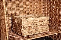 Vista 4 de Cestas de almacenamiento de jacinto de agua tejidas rectangulares con asa interior para estantes, baño, cocina, escritorio de oficina (estilo A)