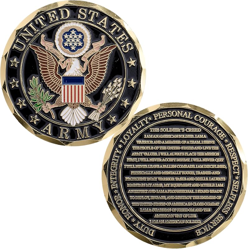 Moneda Soldier's Creed Challenge - Regalos del Ejército de EE. UU. para veteranos - Pequeña empresa propiedad de veteranos discapacitados - Moneda Army Soldier's Creed