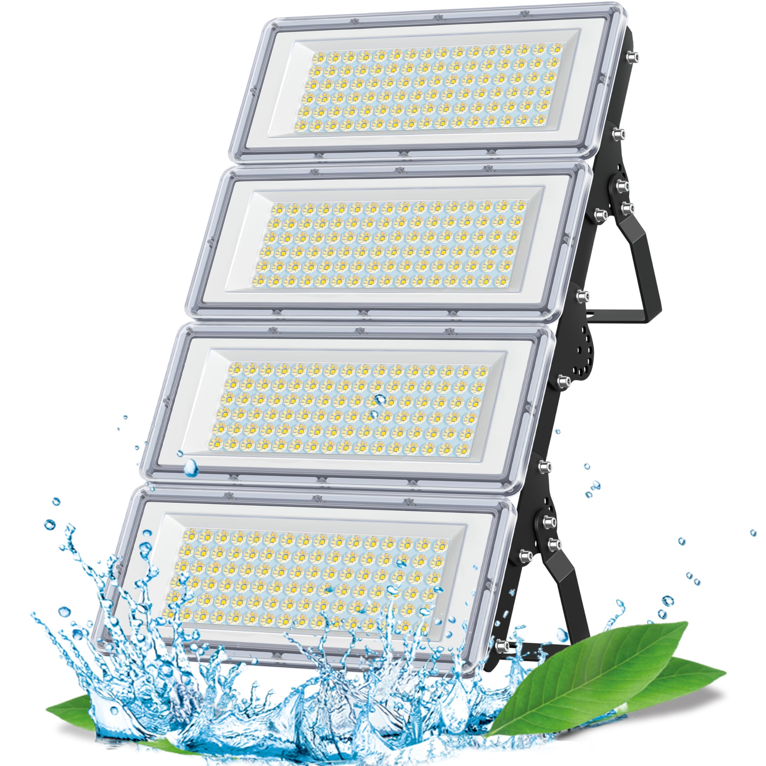 Foco LED Exterior 400W 40000LM 6500K 4 en 1 Luces LED Exterior 1 PC | 6500K Blanco Frío Luz LED Exterior, IP67 Impermeable Potente Lampara LED para Jardin, Garaje, Taller, Almacén, Estadio