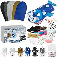 Vista 23 de WATINC Kit de 6 piezas de fabricación de marionetas de mano, calcetines de fieltro para manualidades, juguetes creativos de bricolaje para hacer tus