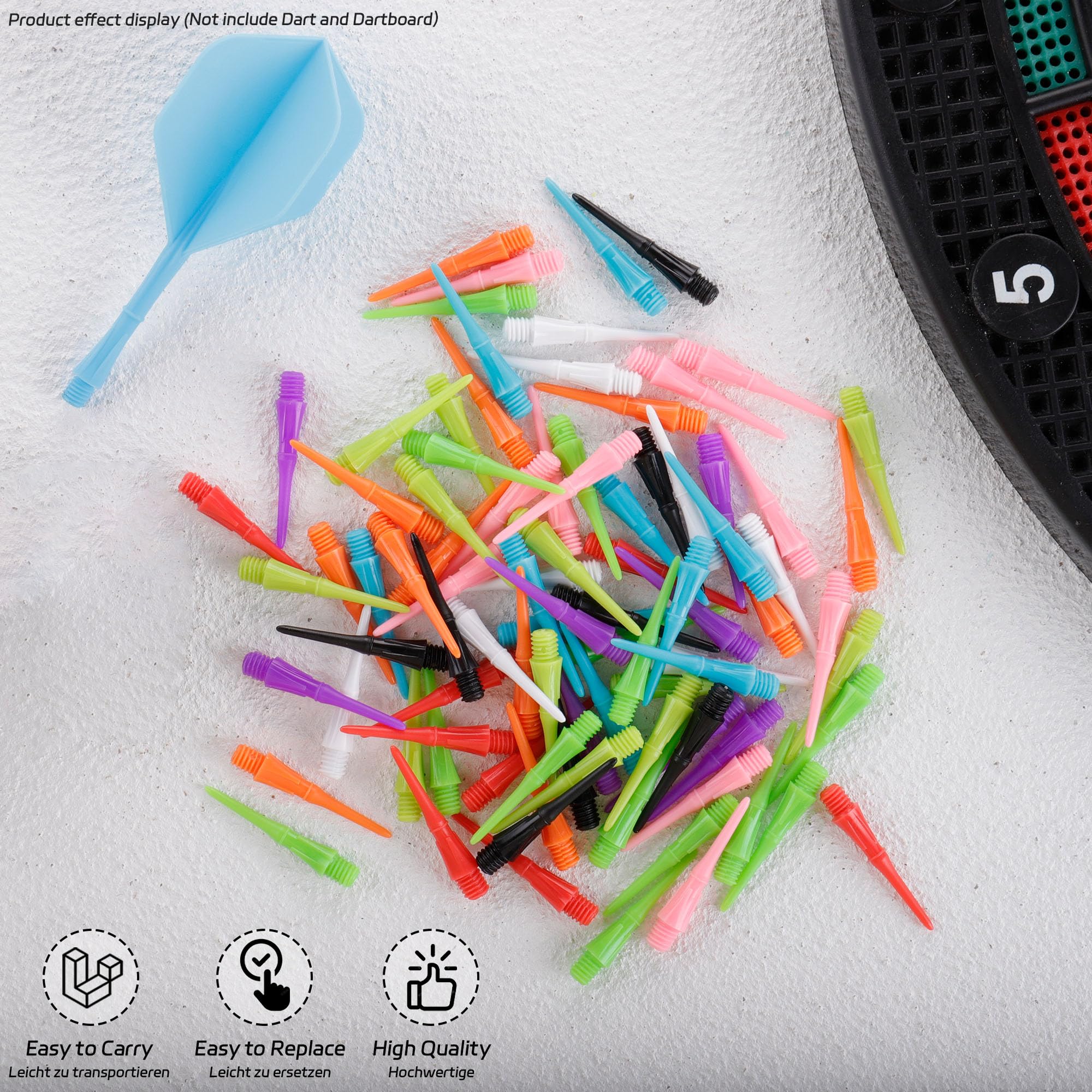CyeeLife Professionnelles Pointes de Fléchettes, Pointes de Fléchettes en Plastique 100/1000 Pièces, Filetage 2BA, Pointes Softdarts, Soft Tips, Accessoires pour Fléchettes, Stables & Durables