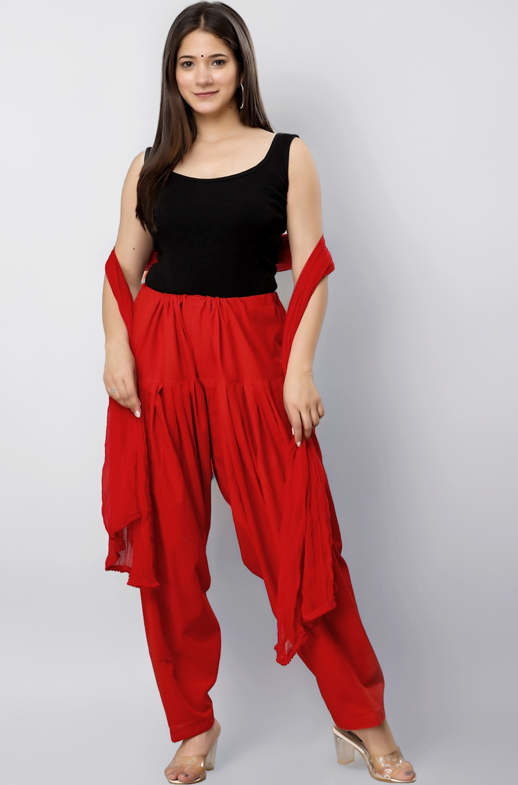 Woman's Plain Cotton SEMI Patiala Salwar with Dupatta|| Free Size || Plain Patiala || SEMI Patiala Pants || Solid Cotton Patiala || Patiyala