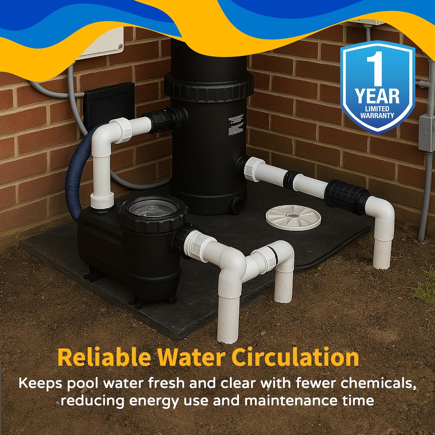 Blue Wave FlowXtreme PRO VS II pump installed with pool plumbing