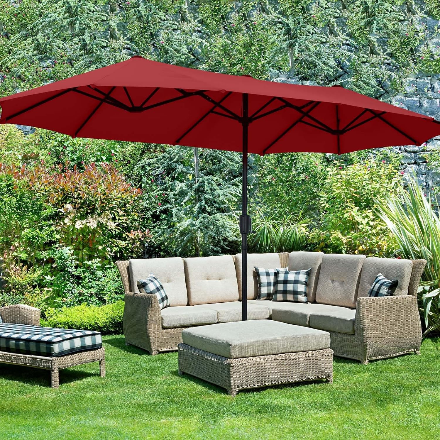 GDY 13FT Rectangular Patio Umbrella Ultimate Sun Protection & Easy Crank for Deck, Garden, Pool, Beach