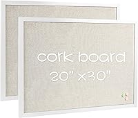 Vista 15 de Board2by Tablero de Anuncios de Corcho Blanco con Lino, Marco de Madera 30" x 20" Tablero de Corcho, Tablero de Oficina para Decoración de Pared