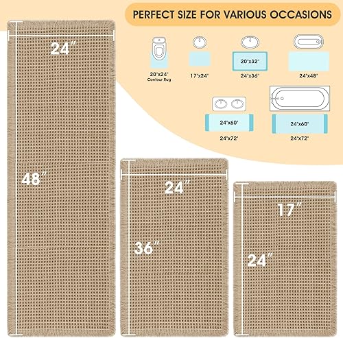 Miniatura 2 de IM HOME - Tapete tejido en punto gofre y con borlas, moderno, bohemio, absorbente, antideslizante, suave y lavable, para baño, dormitorio, cocina,