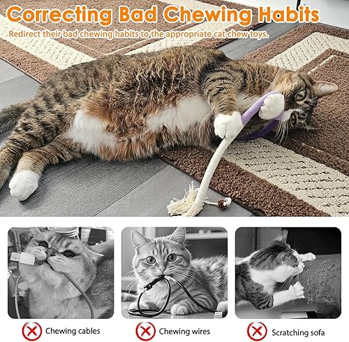 Miniatura 2 de Tocirelo Juguete de cuerda para masticar para gatos, paquete de 6 juguetes para masticar para limpiar los dientes, juguetes interactivos para la