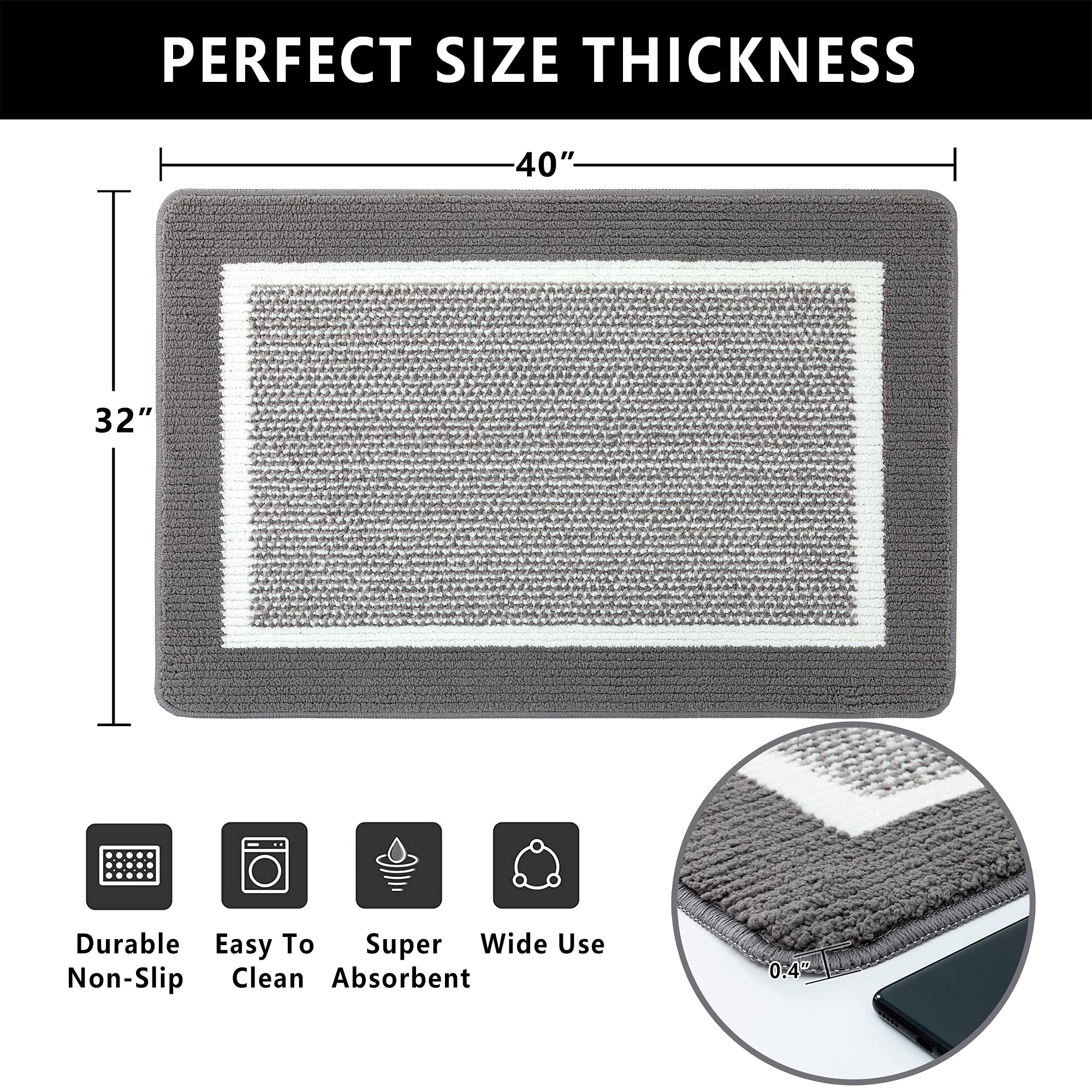 REFETONE Indoor Doormat, Front Back Door Mat, 32x40, NonSlip Absorbent Resist Dirt Door Mats