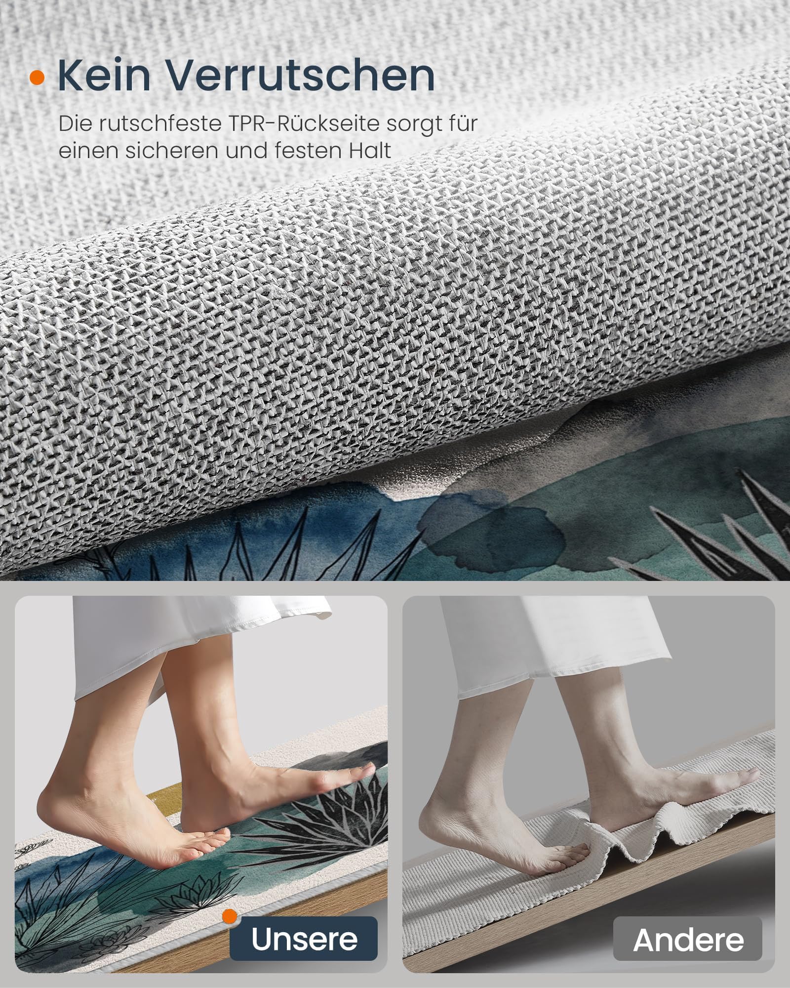 Kaktusillustrationen Fußmatte 80 X 120 cm, Böhmische Pflanzen Anti Rutsch Matte Waschbar Fussmatte | Kaktusillustrationenteppich Für Flur Küche Haustiere - Seegrün