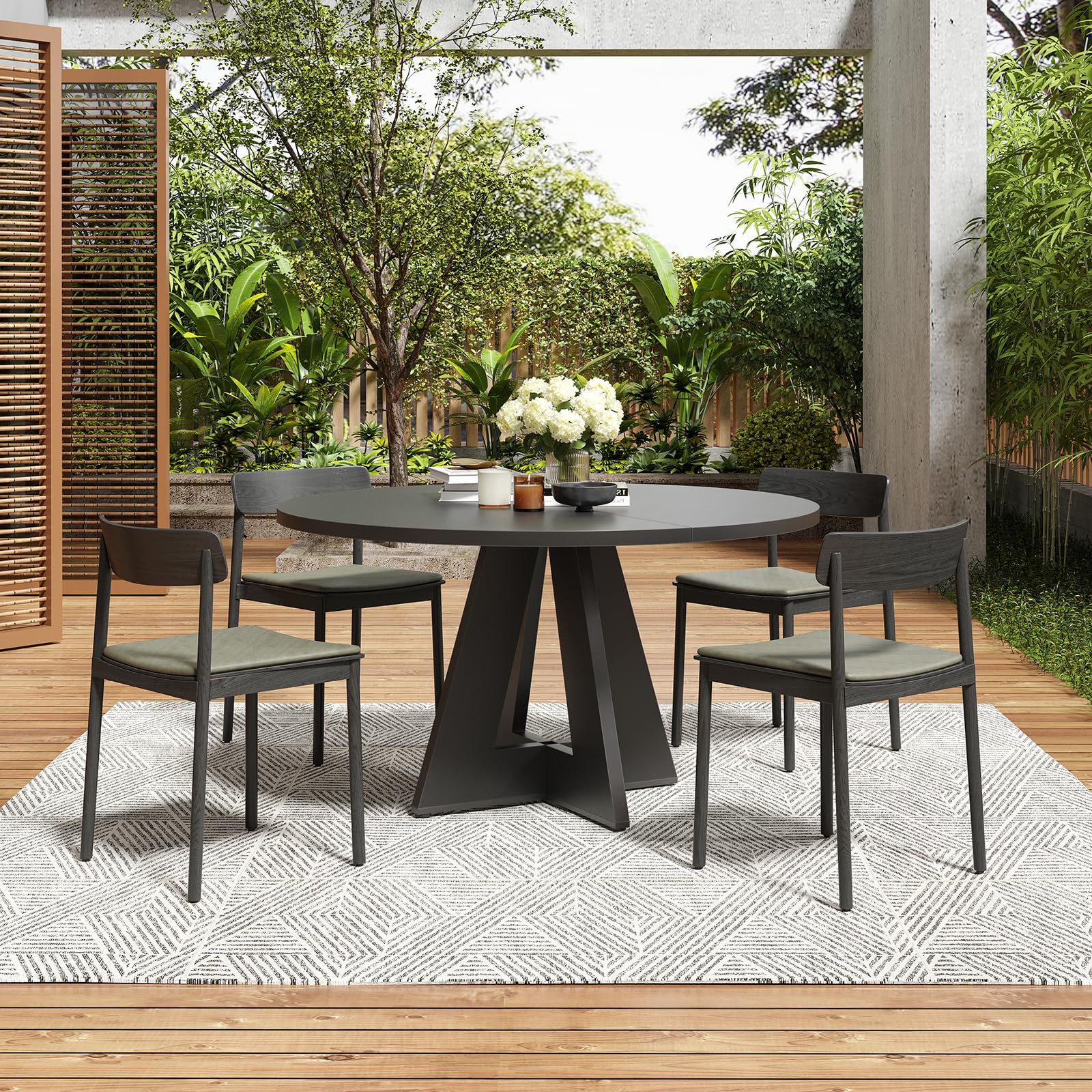 Snapklik.com : STARY 47" Round Dining Table For 4-8 People, Modern Wood ...