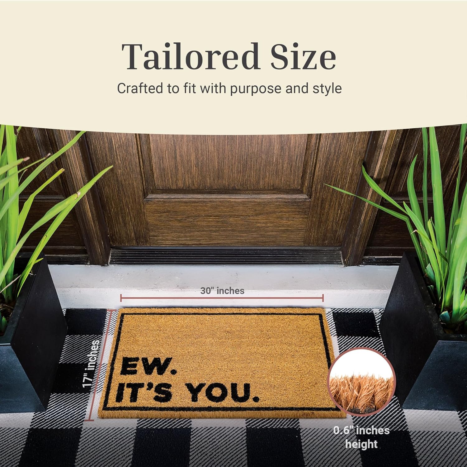THEODORE MAGNUS Funny Door Mat - Welcome Mat for Front Door with Non-Slip Backing - Durable Coir Doormat - Perfect for Outside Entrance Matt - Outdoor/Indoor - Ew Its You - 17" x 30"