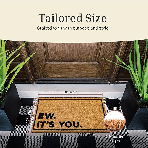Miniatura 3 de THEODORE MAGNUS Divertido tapete de bienvenida para puerta delantera con respaldo antideslizante, tapete de fibra de coco duradero, perfecto para