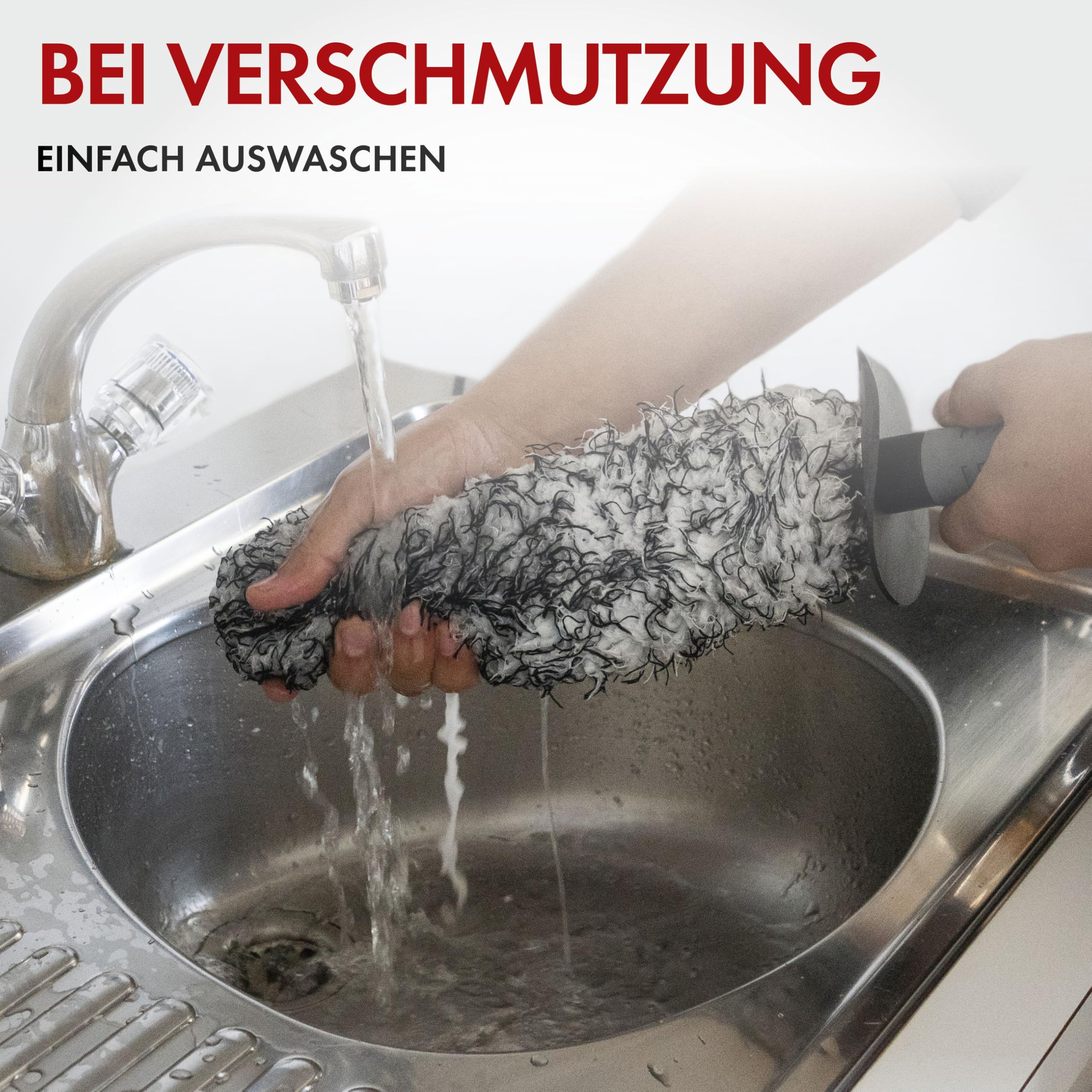 Walser Szczotka premium z mikrofibry, środek do czyszczenia felg z ergonomicznym uchwytem + ochrona przed pryskaniem do czyszczenia bez zarysowań i smug, elastyczna szczotka do felg samochodowych, 42