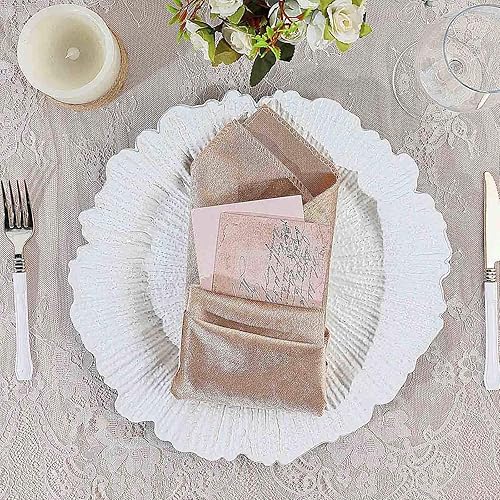 Vista 31 de Tiger Chef - Platos base redondos de 13.0 pulgadas con borde festoneado, ideales para cena de boda, recepción, mesa.