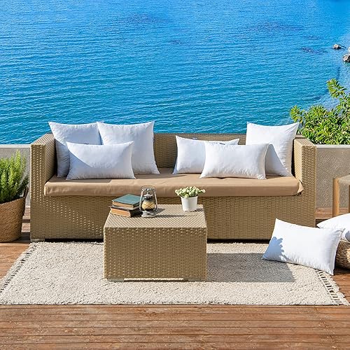 Miniatura 8 de MIULEE 12 x 20 rellenos de almohada para exteriores, juego de 2 almohadas resistentes al agua de alta calidad, relleno de espuma viscoelástica