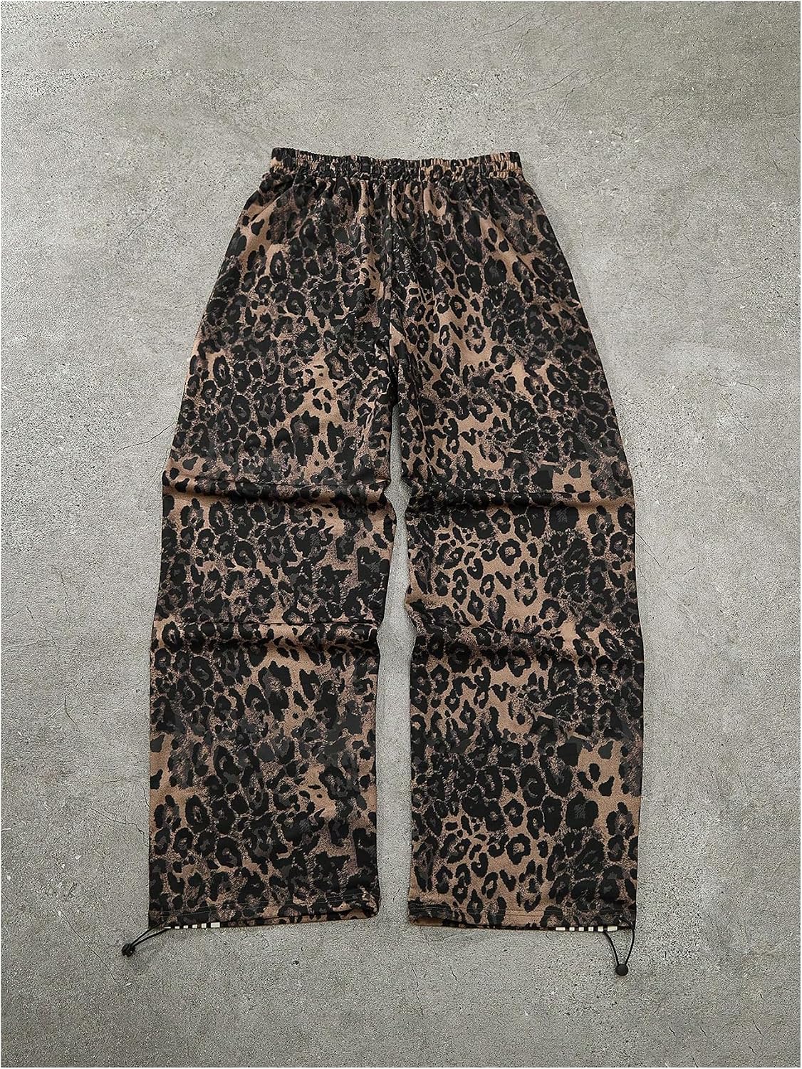 GORGLITTER Men's Cheetah Print Baggy Sweatpants Striped Leopard Loose Wide Leg Track Pants Streetwear