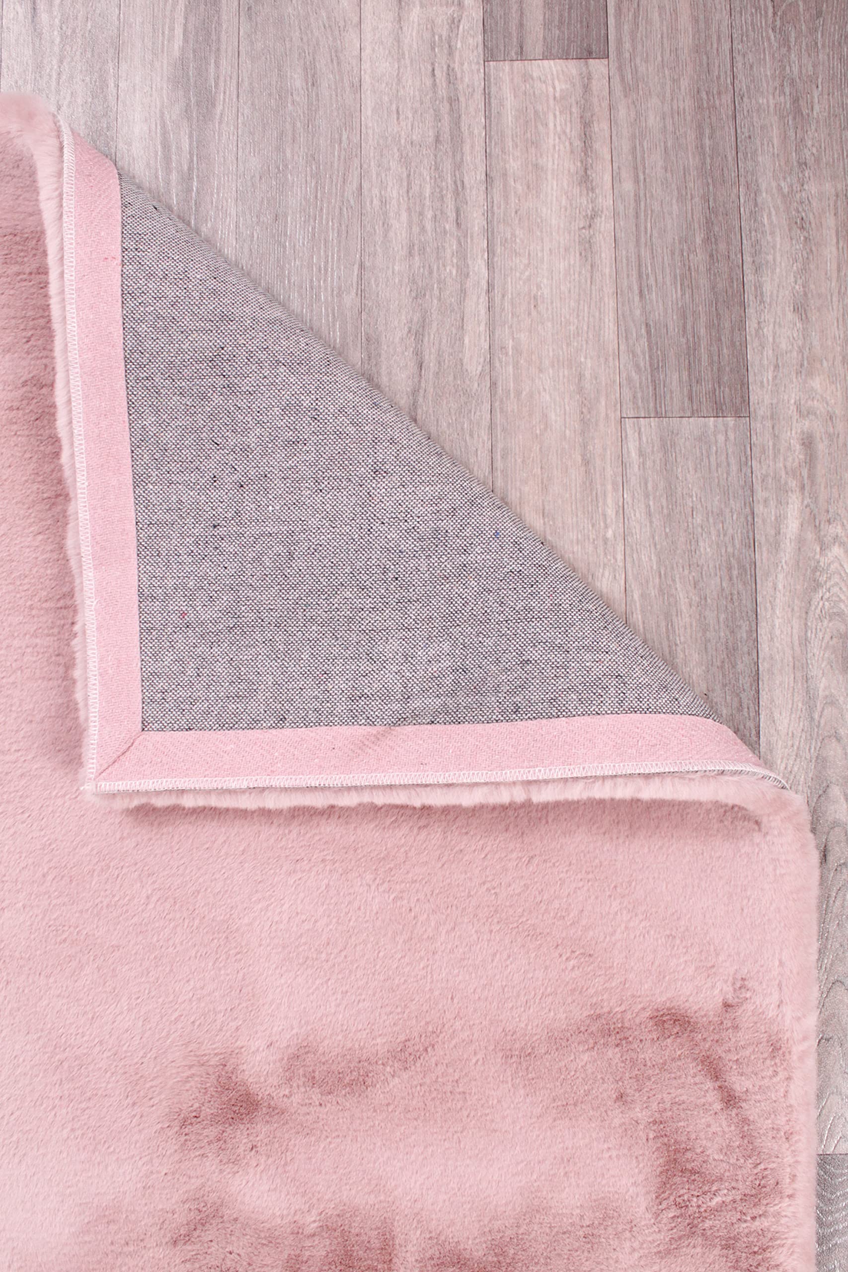 Luxe - Alfombra de piel sintética súper suave y esponjosa en color plateado, rosa rubor, marfil, carbón, beige, rojo y natural (rosa rubor, 80 x 150 cm)