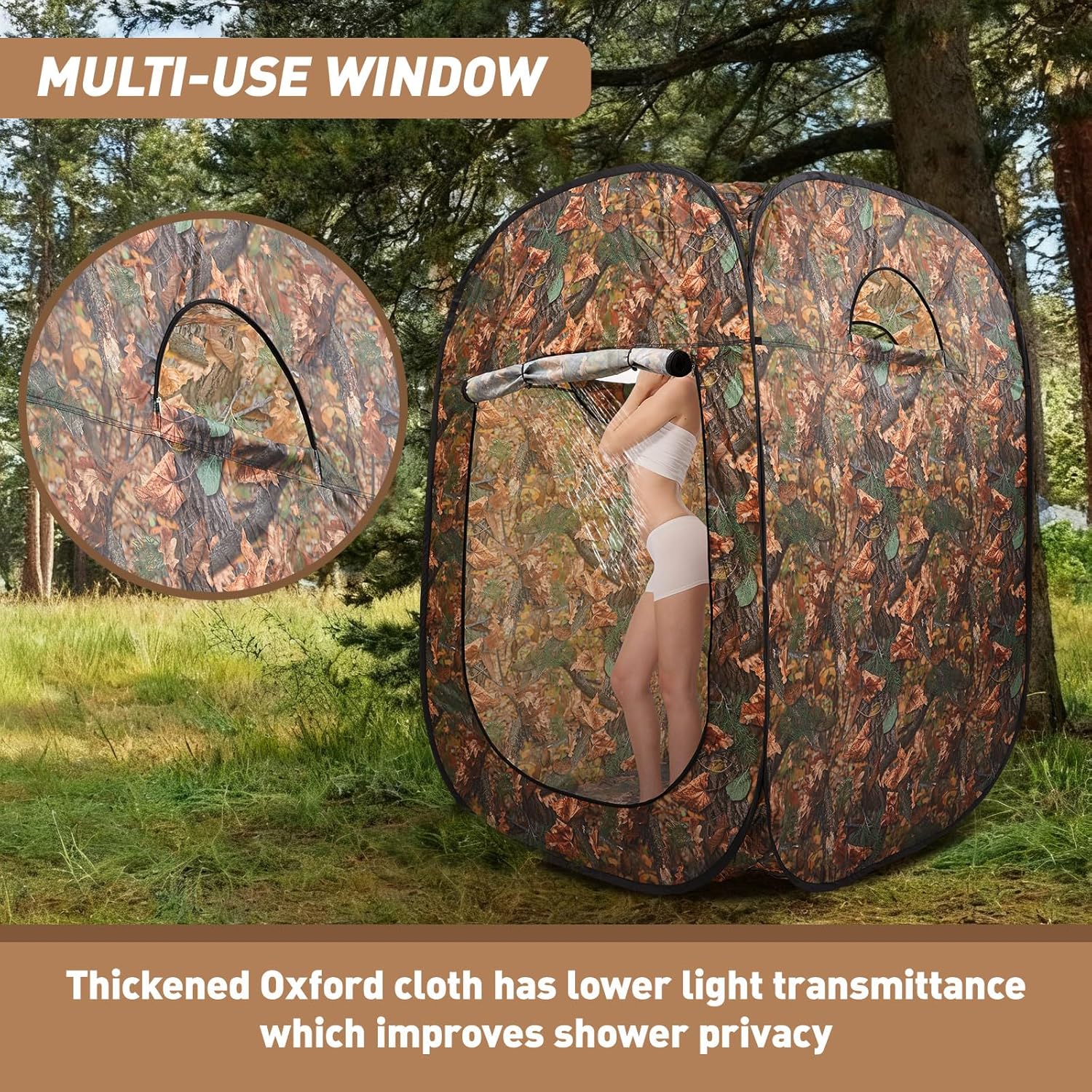 6.6ft Pop up Tent Hunting Duck Blind Shower Tent Portable Toilet Privacy Stall Pod with Carry Bag 2 to 3 Person See Through Ground Blinds Outhouse for Deer Hog Turkey Moose Hunting