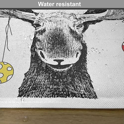 Miniatura 6 de Ambesonne Juego de 4 manteles individuales de alce, adornos de Navidad de animales de Navidad, bolas colgantes de cuernos, divertidos dibujos de