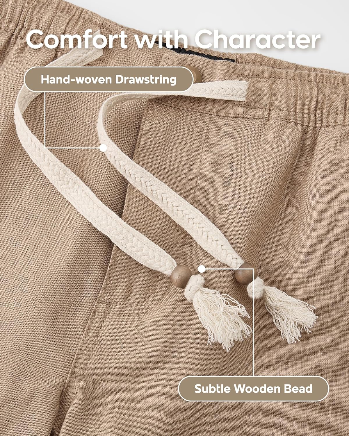 maamgic Mens 100% Linen Shorts Casual Drawstring Elastic Waist, Breathable Summer Shorts for Men Beach Vacation with Pockets - Image 5