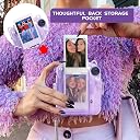 ZIKKON Transparent Glitter Camera case Compatible with Fujifilm Instax Mini 12 - mini 12 Camera case, Cute Pattern Shoulder Strap and Pattern Stickers- Lilac Purple gallery image