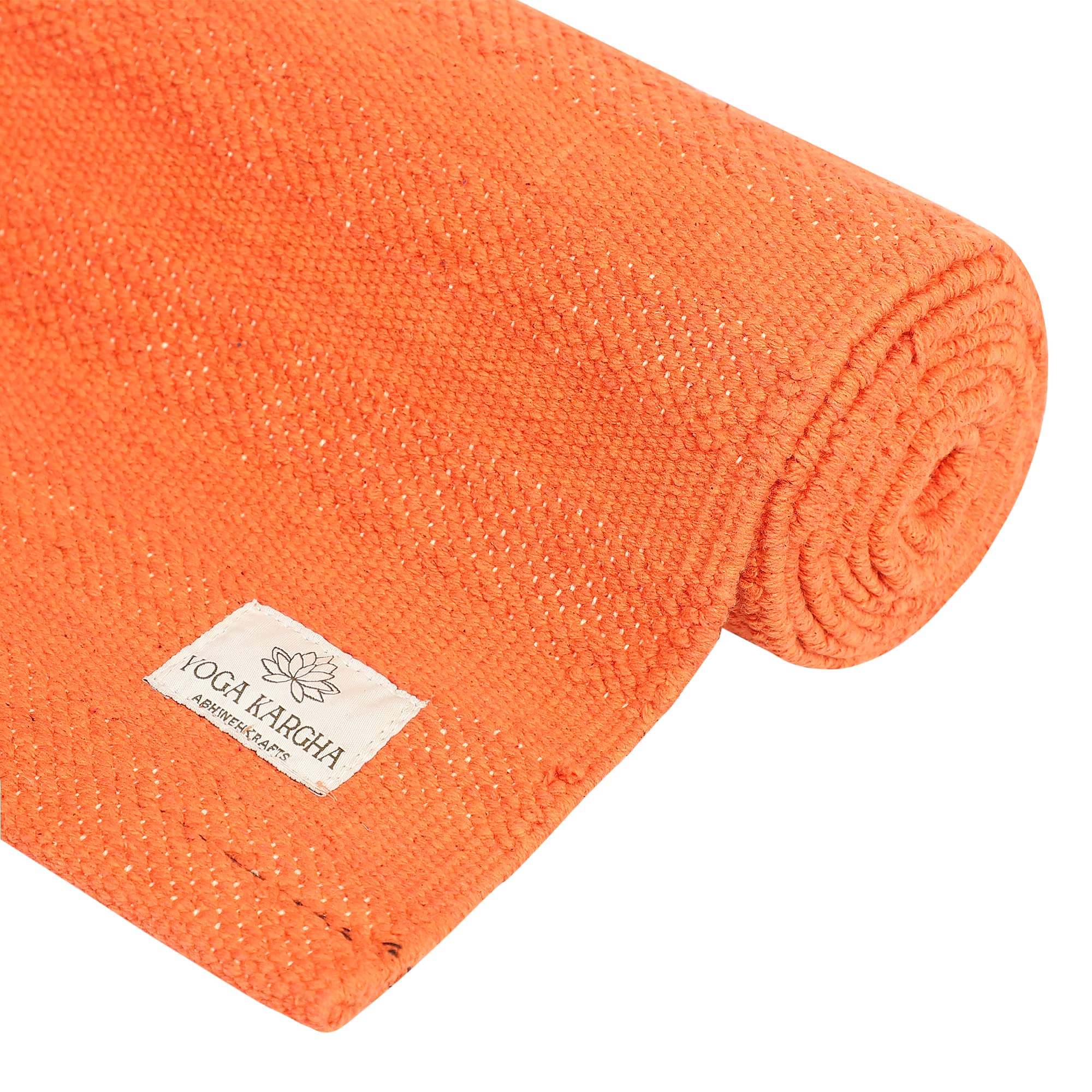 Organic Cotton Handwoven Mat for Yoga, Pilates, Fitness, Prayer, Meditation or Home Decor - Design Amrit (Nectar) (Holy Orange)