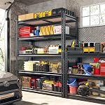 Bepatio 2520 LBS ajustable 5 Étagères de rangement Tier Unité de rayonnage de garage de service lourd, étagères en métal Étagère de rack pour sous-sol, entrepôt, atelier 71.8" H x 40" W x 19.8" D, Noir