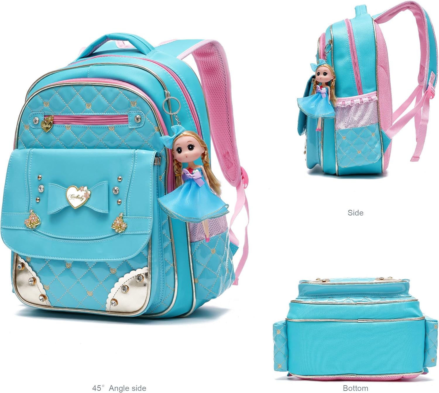 AO ALI VICTORY Backpack for Girls, Waterproof Kids Backpacks School Bag Toddler Bookbags Cute Travel Daypack (Large, A-Blue) - Image 7