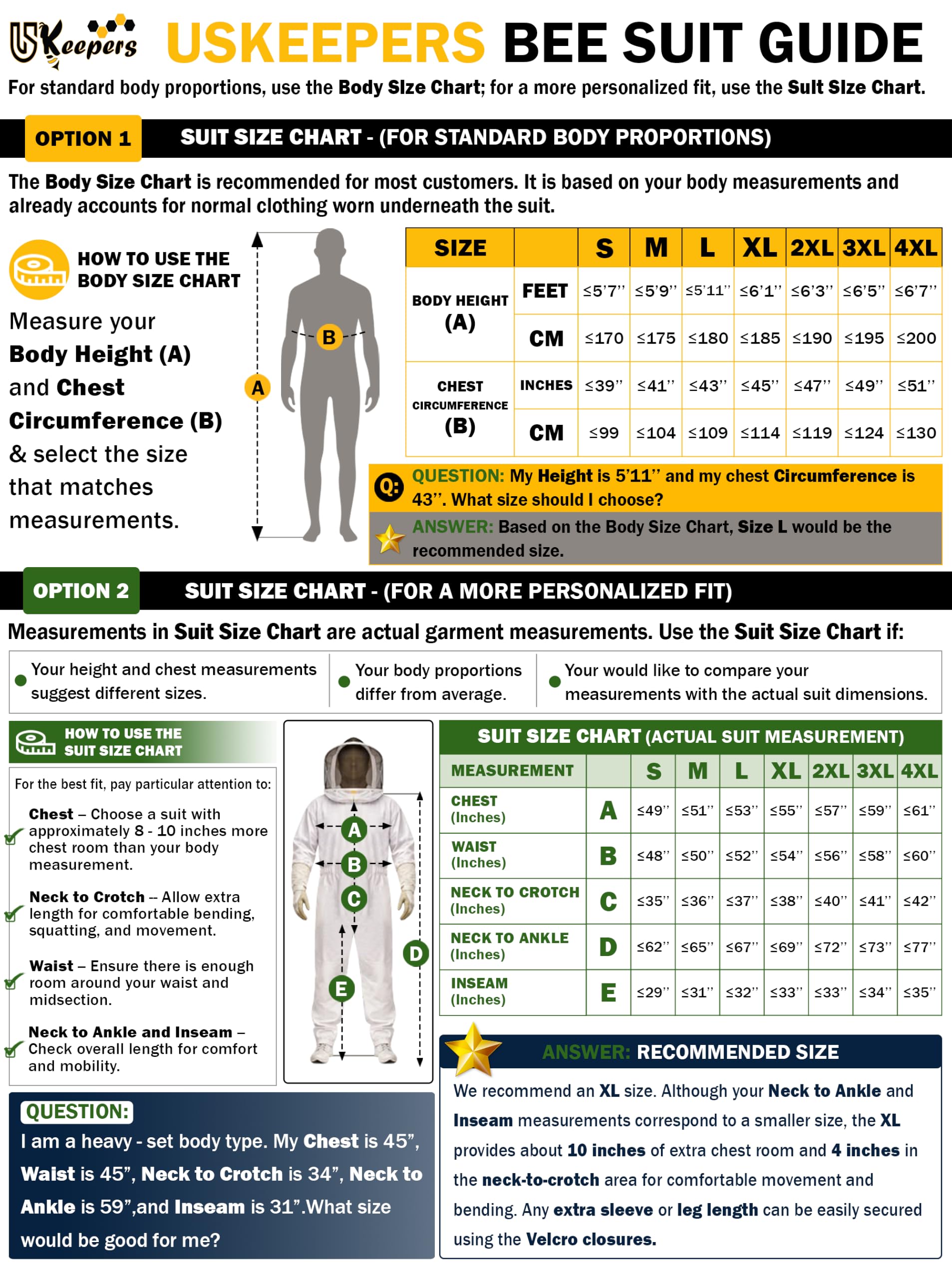 US-KEEPERS - Traje de abeja de 3 capas, traje de apicultura ventilado para hombres y mujeres, traje de apicultores con guantes de abeja y 2 velos de apicultura