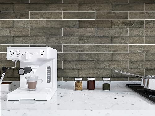 Miniatura 4 de COLAMO Swatch - Paneles gruesos rígidos de madera sintética oscura, color gris de Atenas, paneles de pared autoadhesivos para salpicaduras de