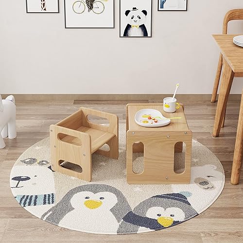 Miniatura 9 de Montessori - Juego de mesa y silla de destete, madera dura, escritorio para lectura de niños pequeños, hora de aperitivos, sala de juegos, cubo de
