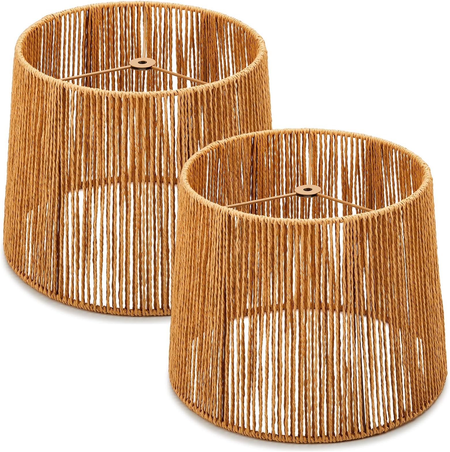 Upgradelights Wicker Chandelier Set of 2 Lamp Shade 5 Inch Retro Drum ...