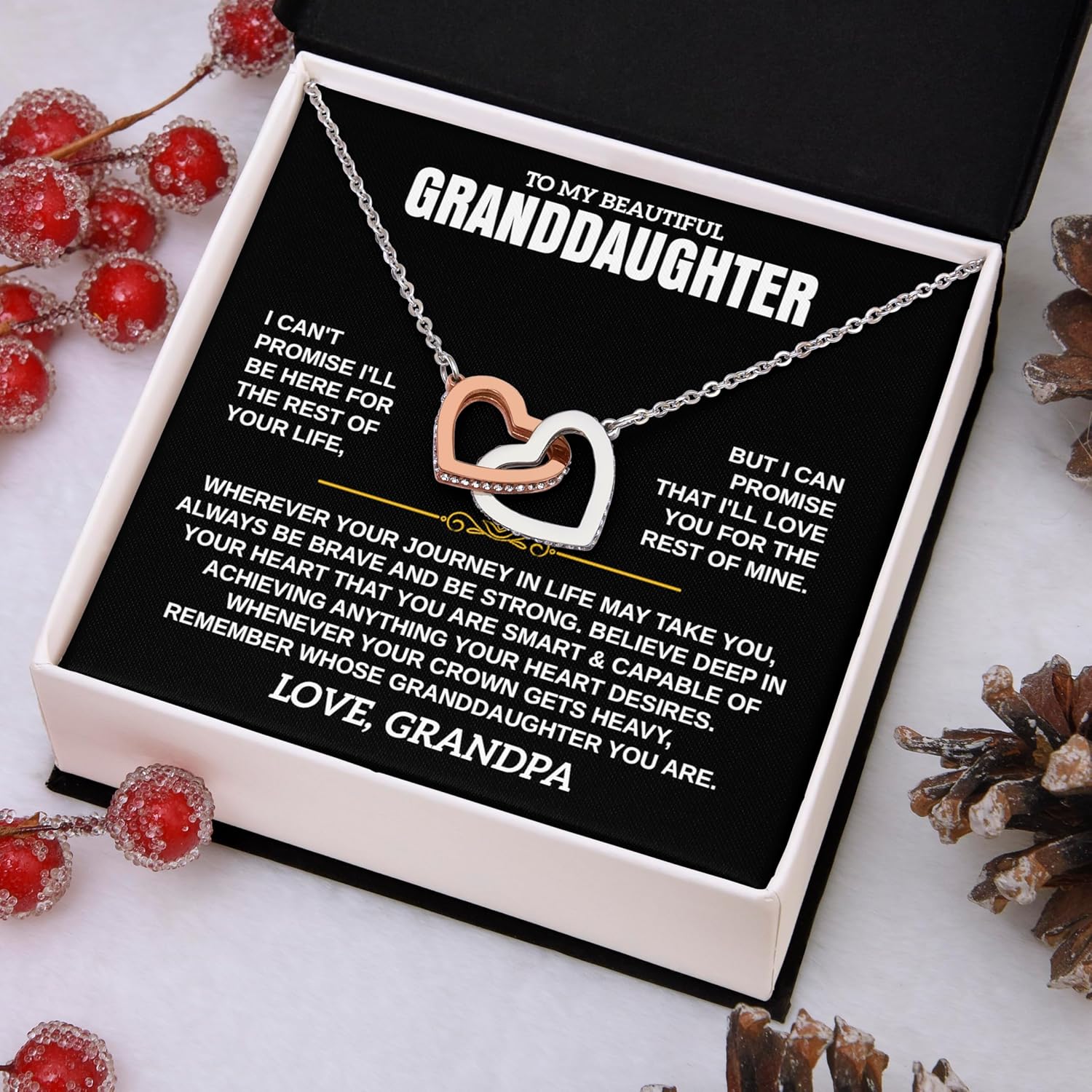 To My Beautiful Granddaughter Necklace from Grandpa, Granddaughter Gift from Grandma, Graduation Gifts for Her, Birthday Christmas Gifts from Grandparent with Message Card and Gift Box - Image 2