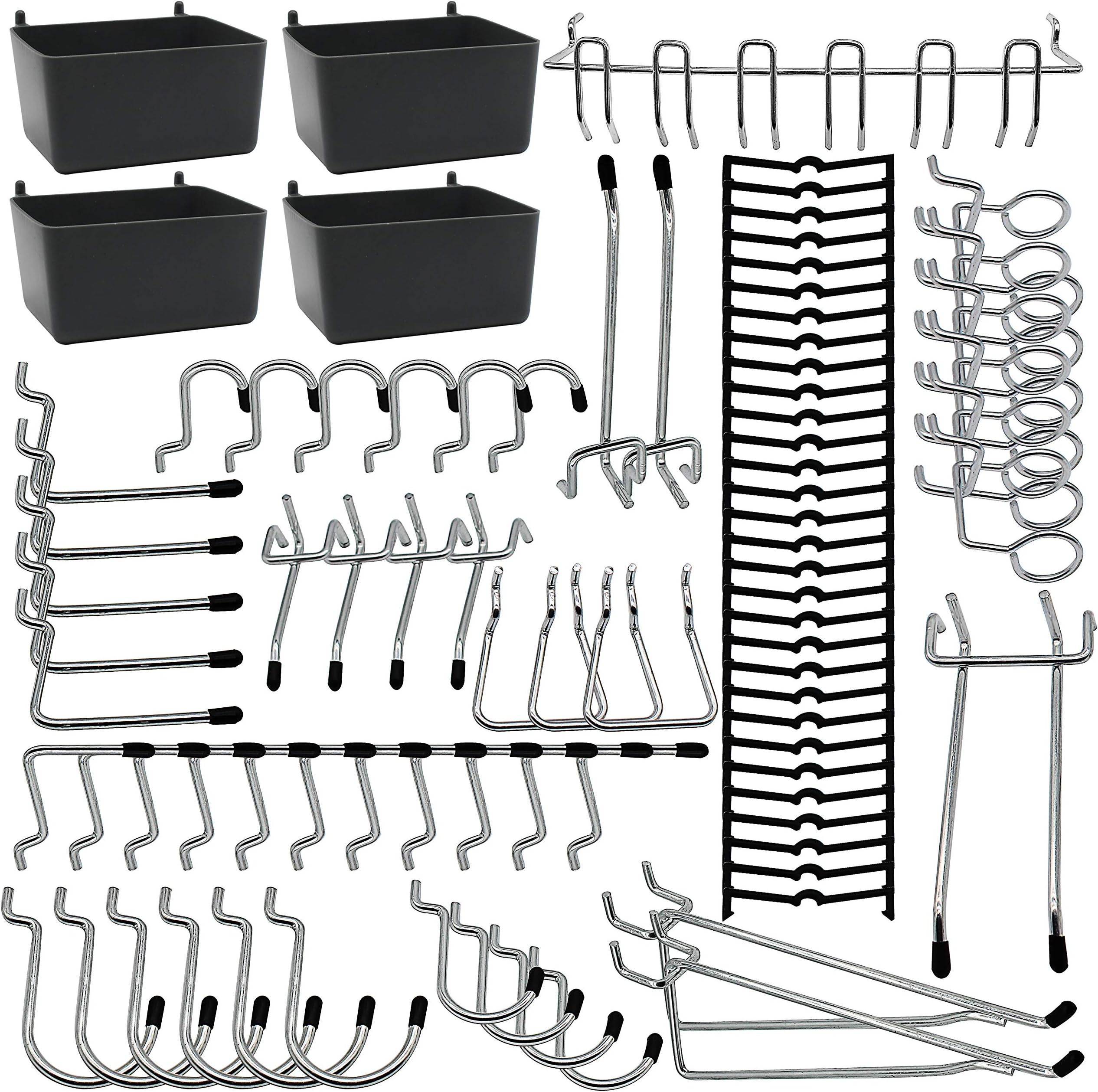Pegboard Hooks Assortments 85PCS with Metal Hooks ,Pegboard Bins,Peg Locks for Tool Organization