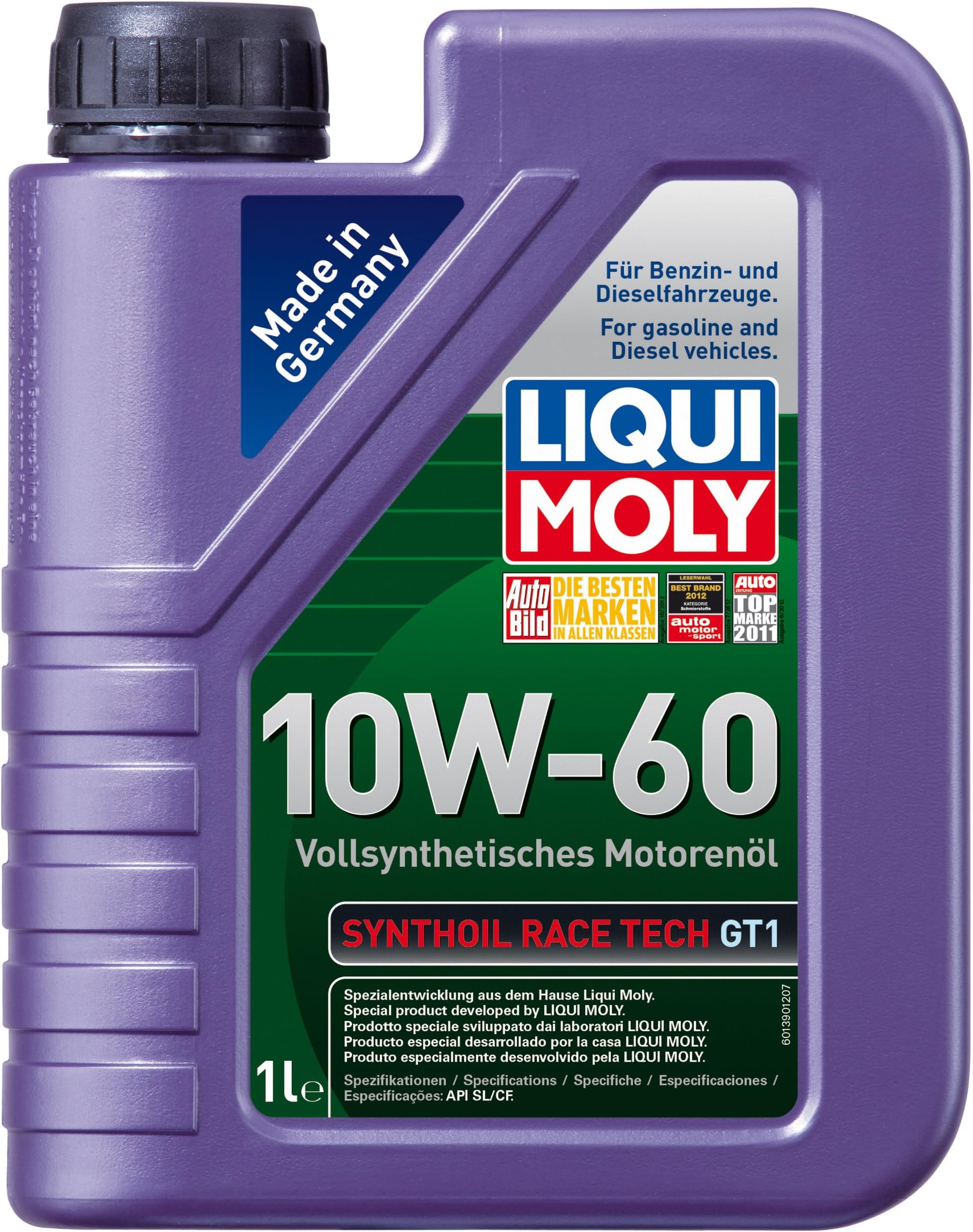 Liqui Moly 1390 Synthöl Race Tech Motoröl GT1 10 W-60, 1 L