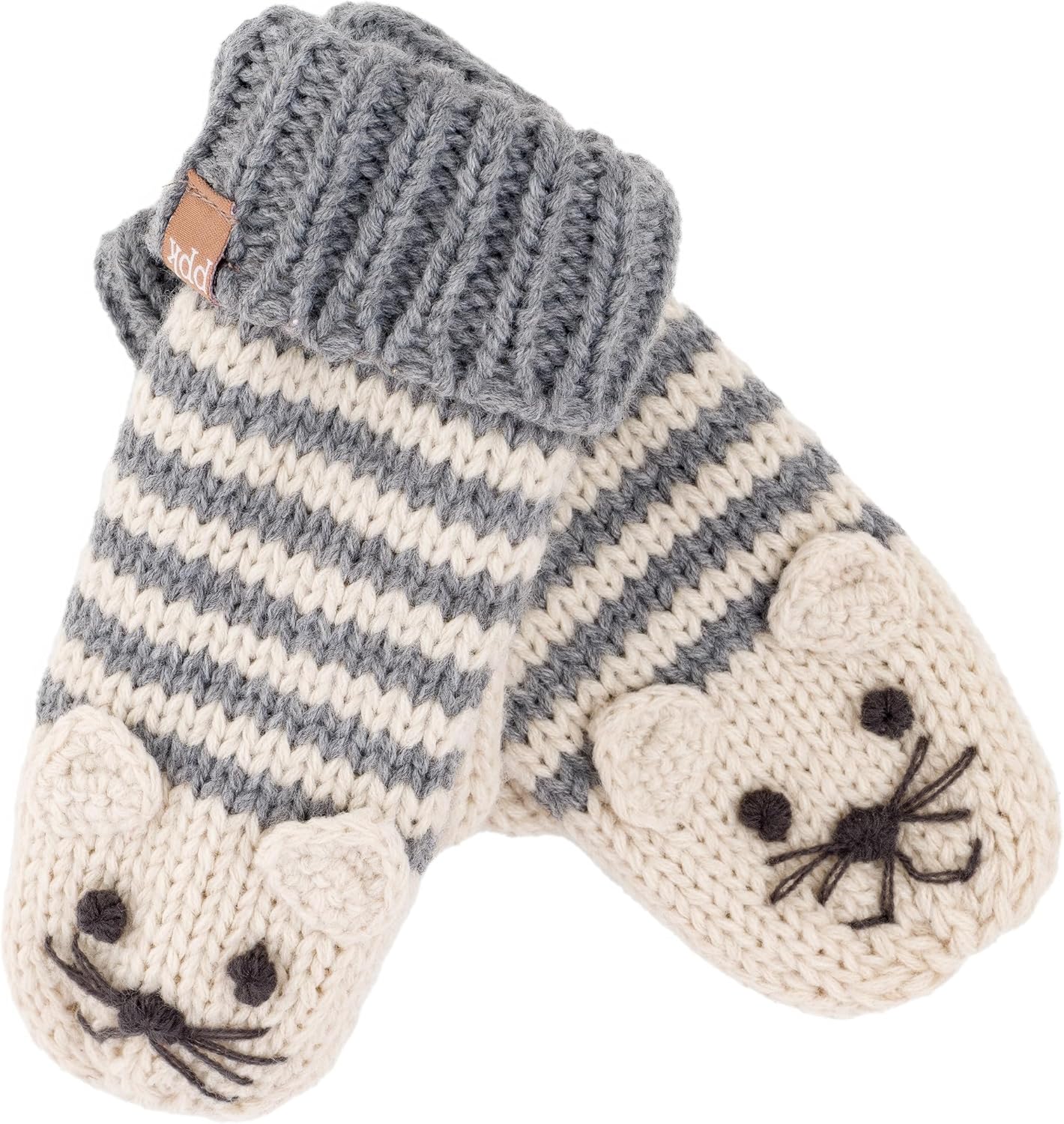 Kids Kitty Cat Stripe Knit Mittens – Soft, Fleece Lined, For Toddlers and Children of All Ages