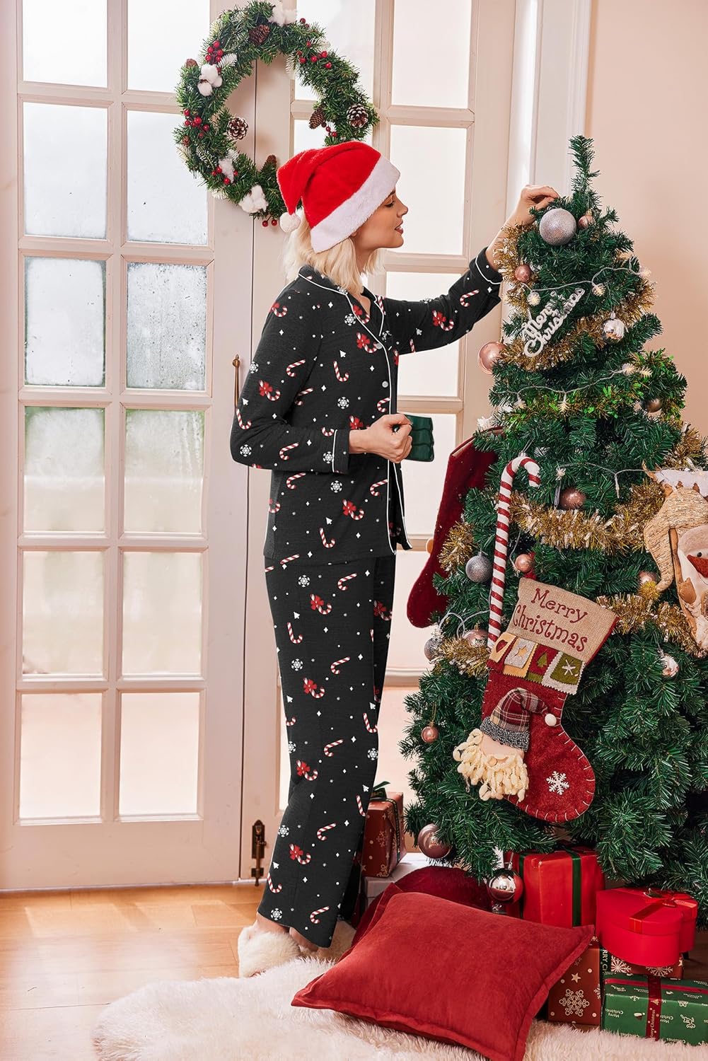 Ekouaer Women's Pajama Sets Long Sleeve Sleepwear Comfy Button Down Nightwear Long Pants Pjs Lounge Set with Pockets S-XXL - Image 3