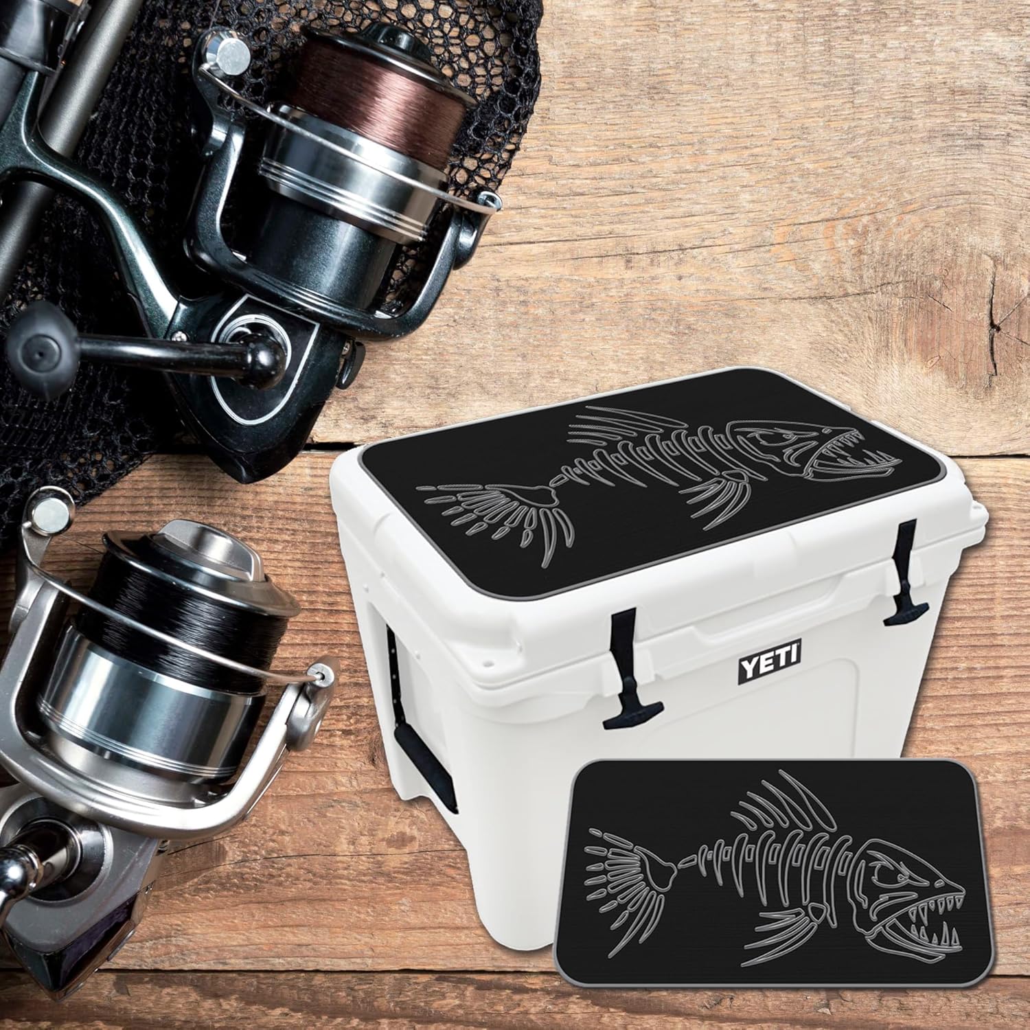 USATuff SeaDek EVA Mat Cooler Pad fits YETI | Peel & Stick Application | Non Slip Comfort Accessories - Bonefish Design (Black-StormGray)