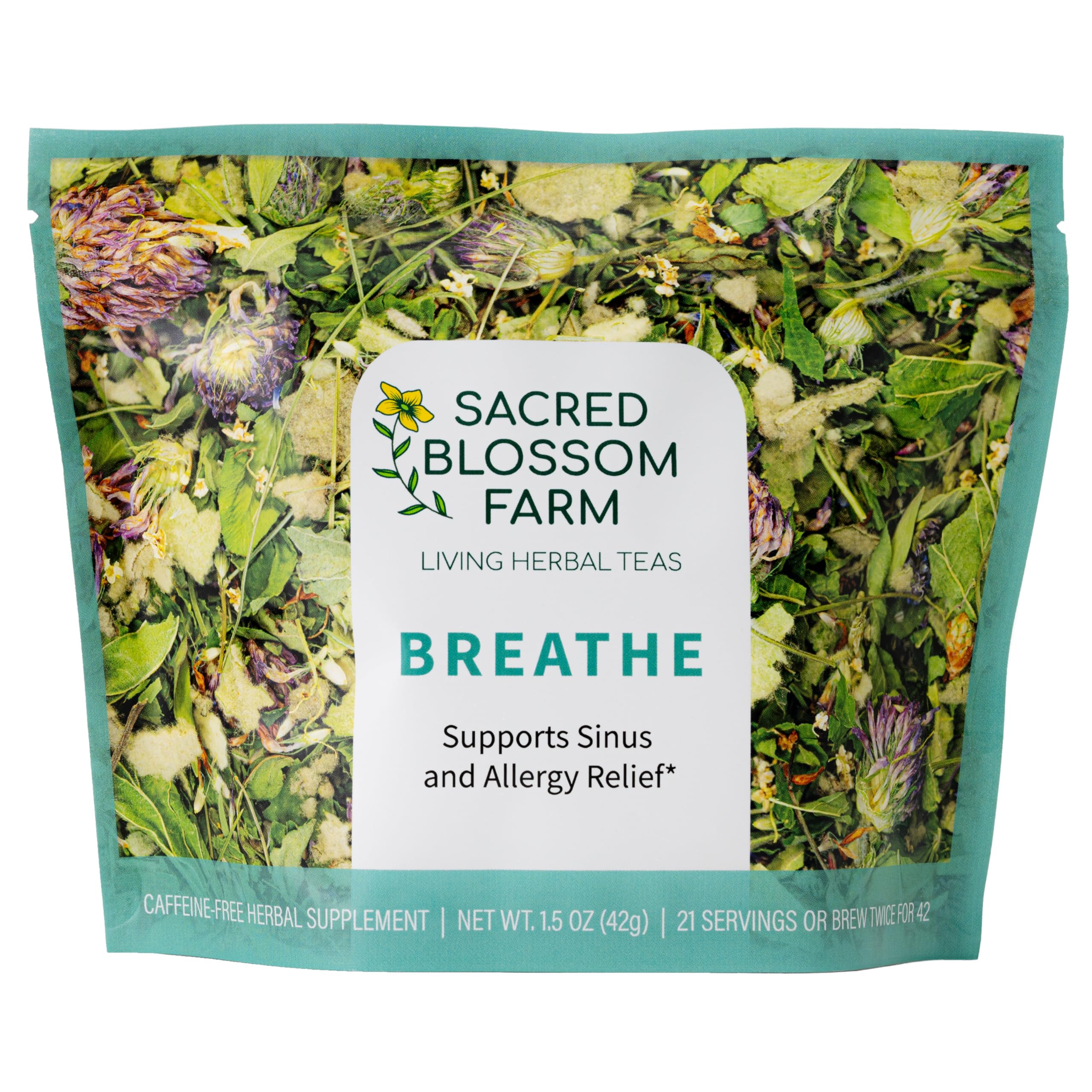 Breathe Herbal Tea | Sacred Blossom Farm | 1.9 oz. Loose Leaf | Sinus and Allergy Relief* | Organically Grown in Wisconsin | Herbal Tea & Medicinal Herbs | Caffeine Free | Handmade in USA