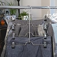 Vista 5 de Percha para pantalón/falda de 4 niveles, vinilo cromado y negro, paquete de 2