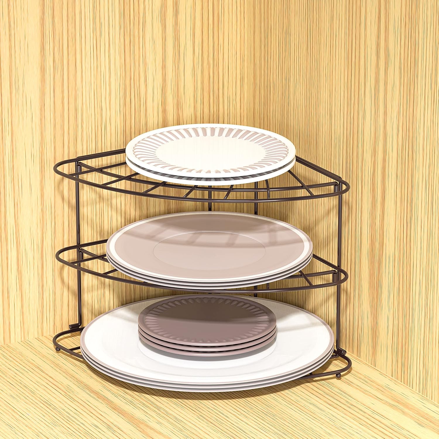 Simple Houseware 3-Tier Counter Corner Shelf Organizer, Bronze