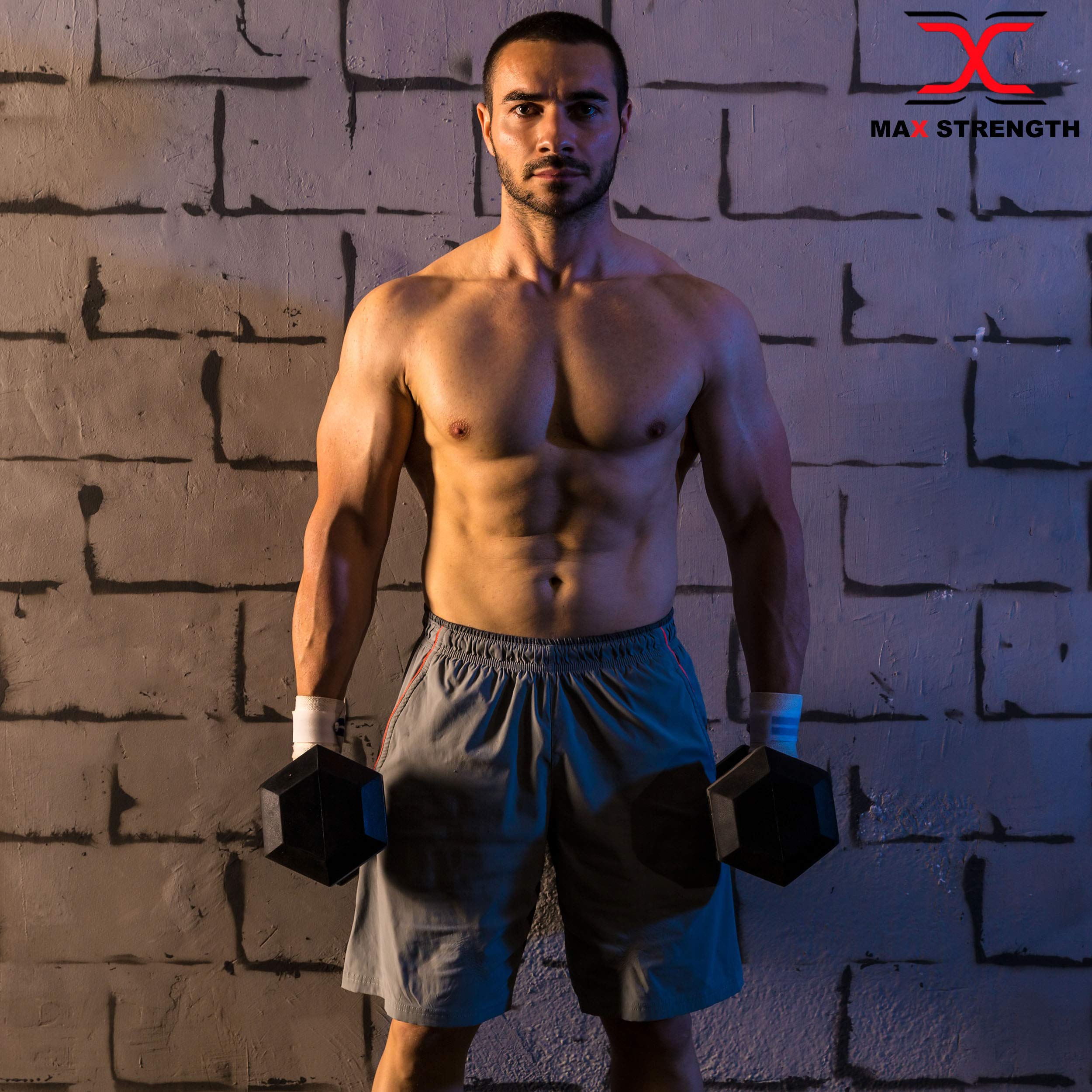 MAXSTRENGTH Hantle sześciokątne Gumowy zestaw ciężarków domowa siłownia trójnóg sześciokątny trening fitness Ergo