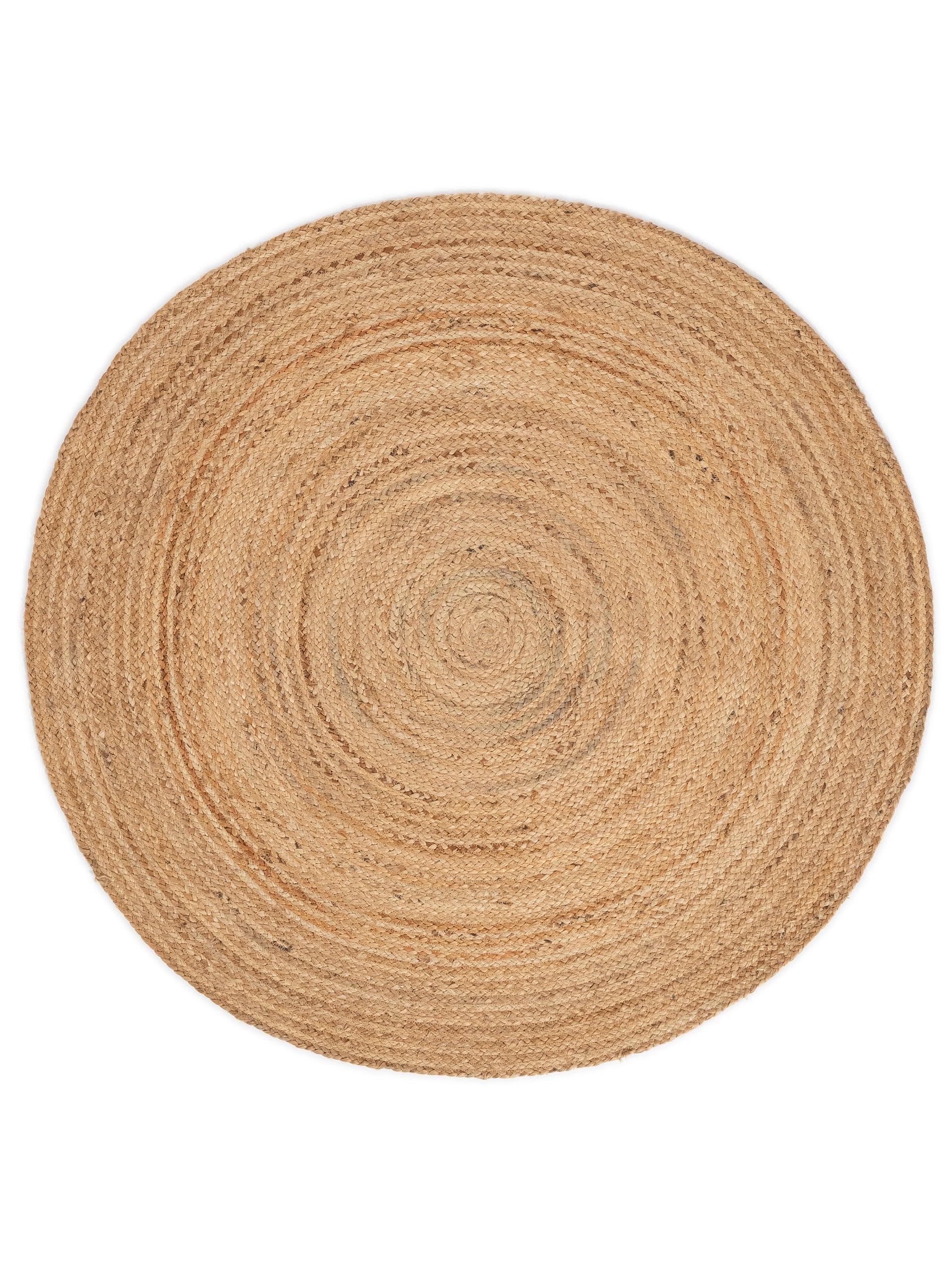 Tapis jute ronde beige au tissage artisanal haut de gamme Nele 90cm