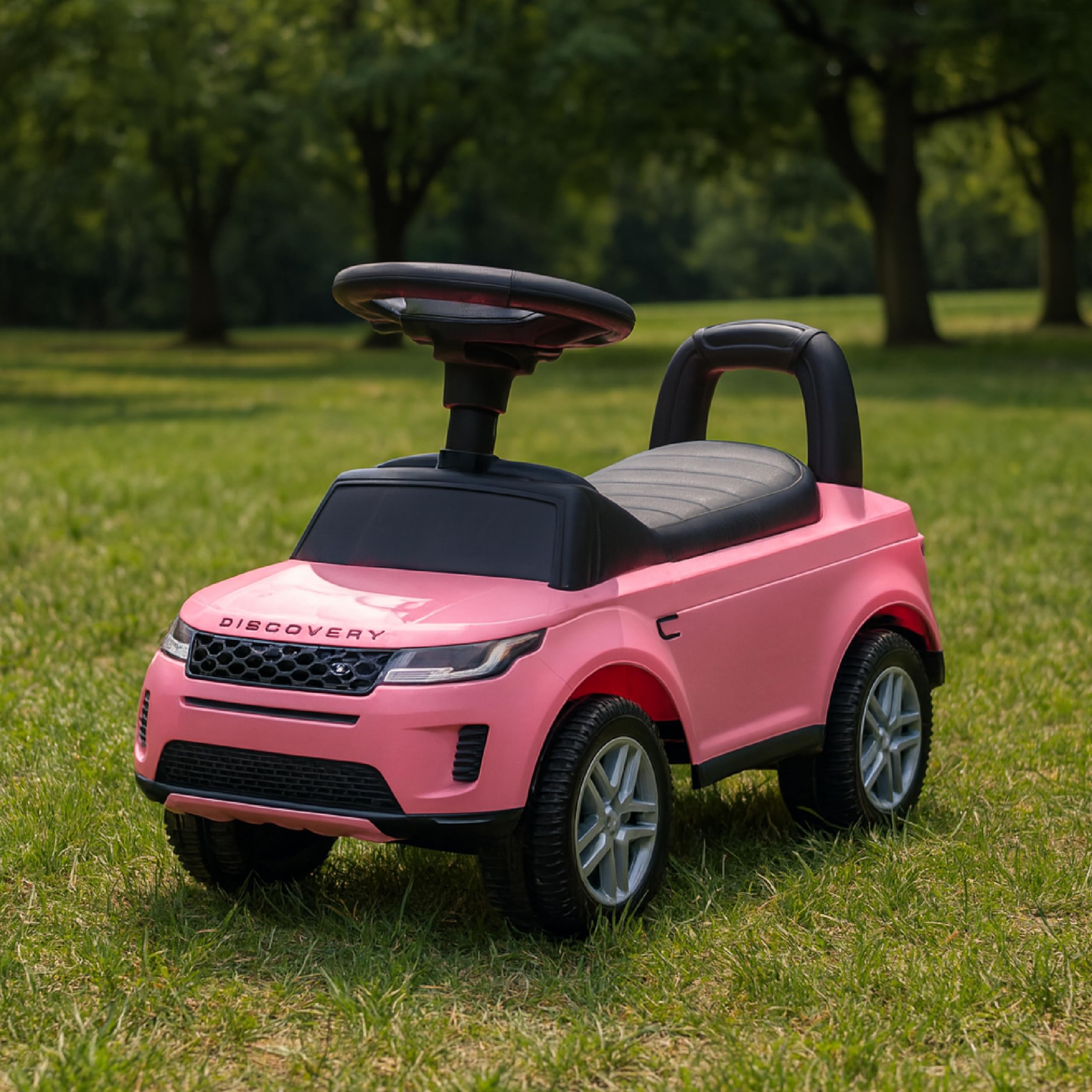 Baroni Toys Land Rover Ride-On, coche para niños de 1 a 4 años, faros LED, sonidos realistas, ruedas antideslizantes, compartimento de almacenamiento, antirvuelco, 65,5 x 28 x 39 cm (rosa)