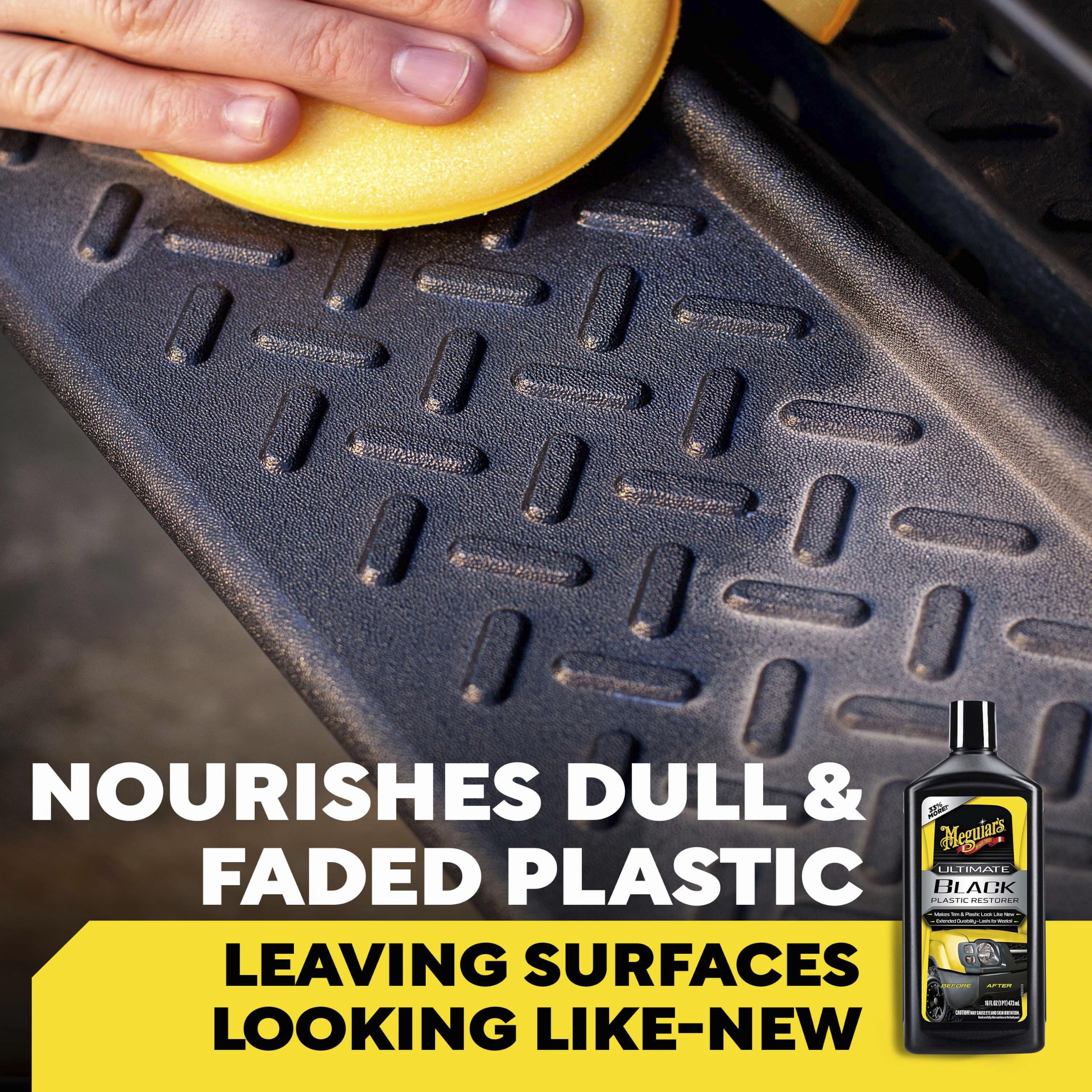 Meguiar's G15812EU Rénovateur Plastiques extérieurs Noirs Ultimate - Restaurateur Plastique - Éclat Garnitures Noires - Revitalisant Aspect Neuf - 473 ML, Noir