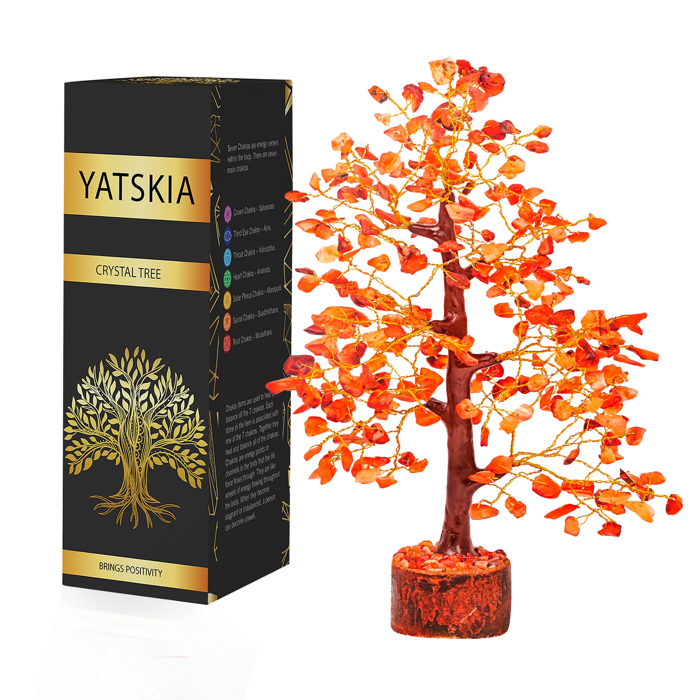 Carnelian Crystal - Gem Tree, Stone Tree, Crystal Money Tree, Spiritual Home Decor, Wealth Stones and Crystals, Crystal Tree for Positive Energy, Home Decor Gifts Money Tree Feng Shui