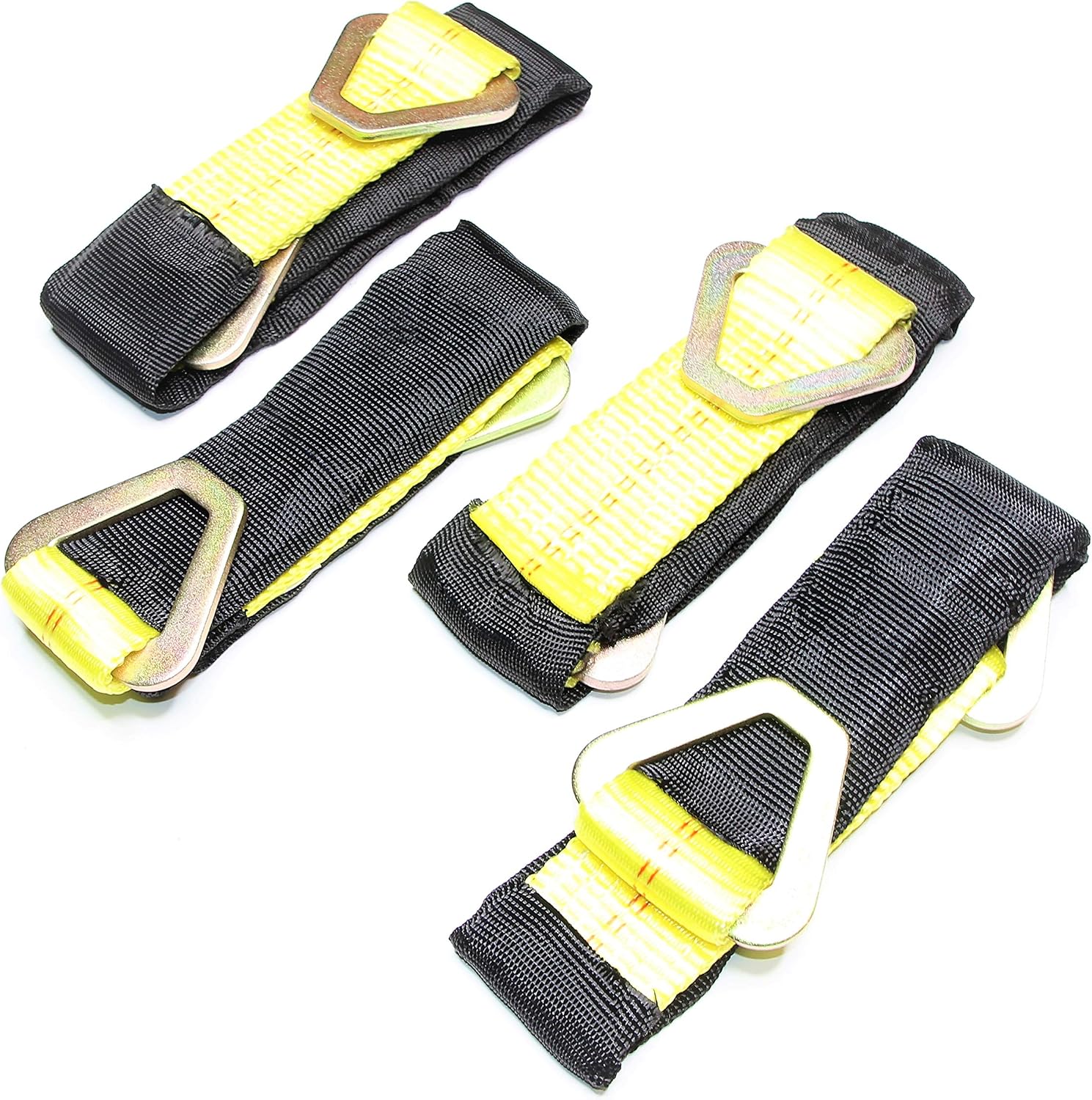 (Pack of 4) 24" Tie Down Axle Straps with Protective Sleeve and Delta Ring - 10,000b Load Capacity