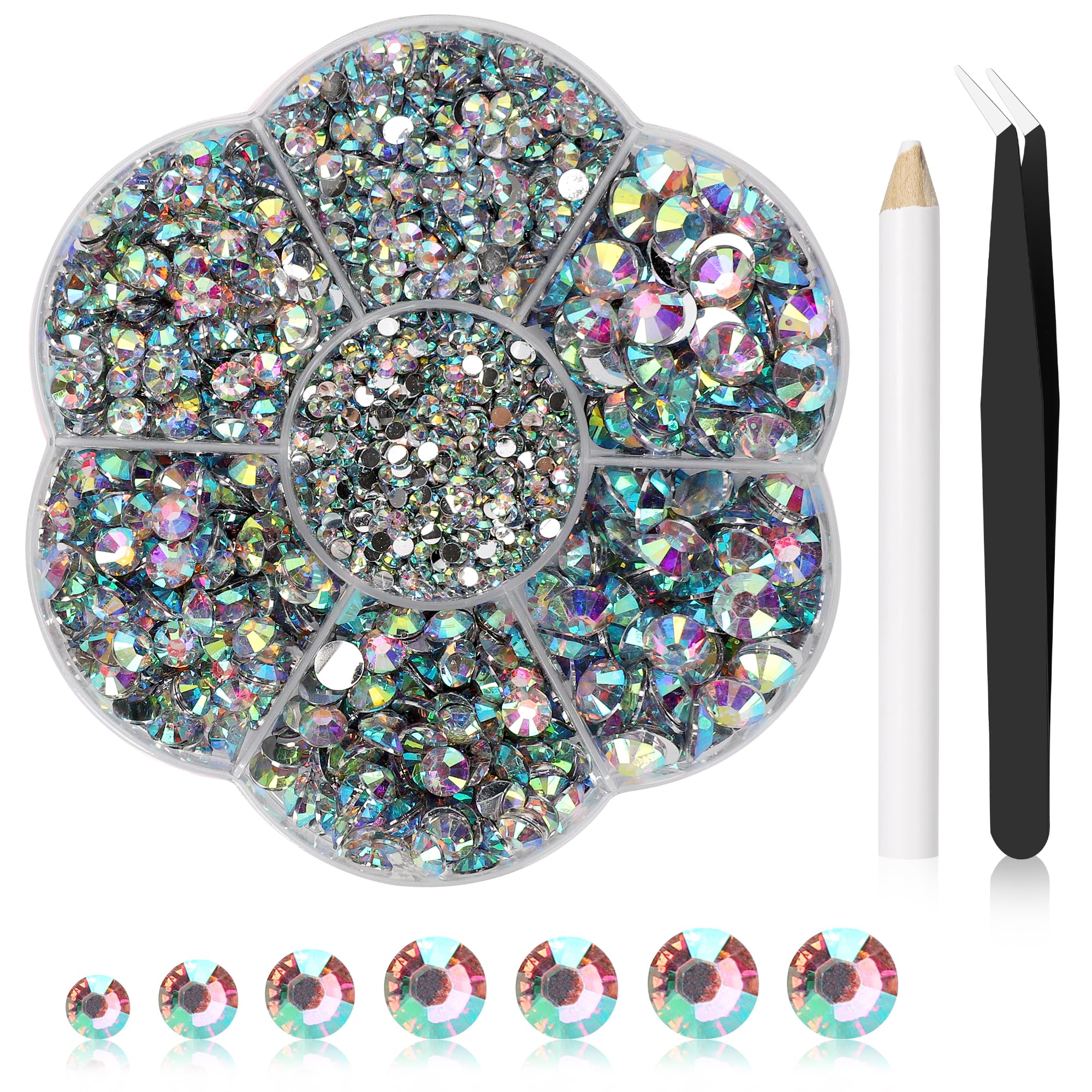Flatback Resin Rhinestones for Crafts, 4500 PCS Multi Size Flatback Round Crystal Gems for DIY Nail Makeup Jewelry Craftsartistic Creation(2-6mm),R6